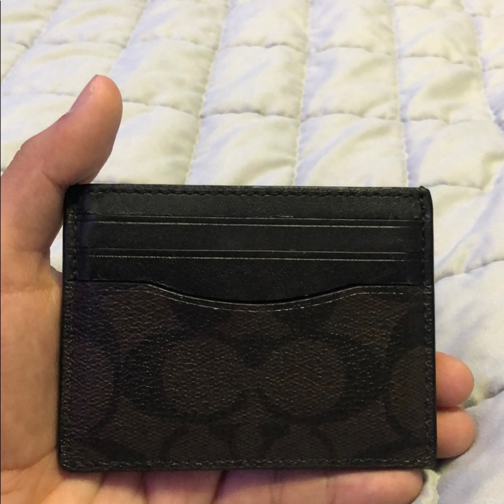 COACH card case in signature canvas. Used
